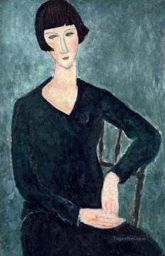 woman sitting in blue dress Amedeo Modigliani Oil Paintings